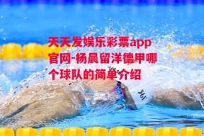 天天发娱乐彩票app官网-杨晨留洋德甲哪个球队的简单介绍